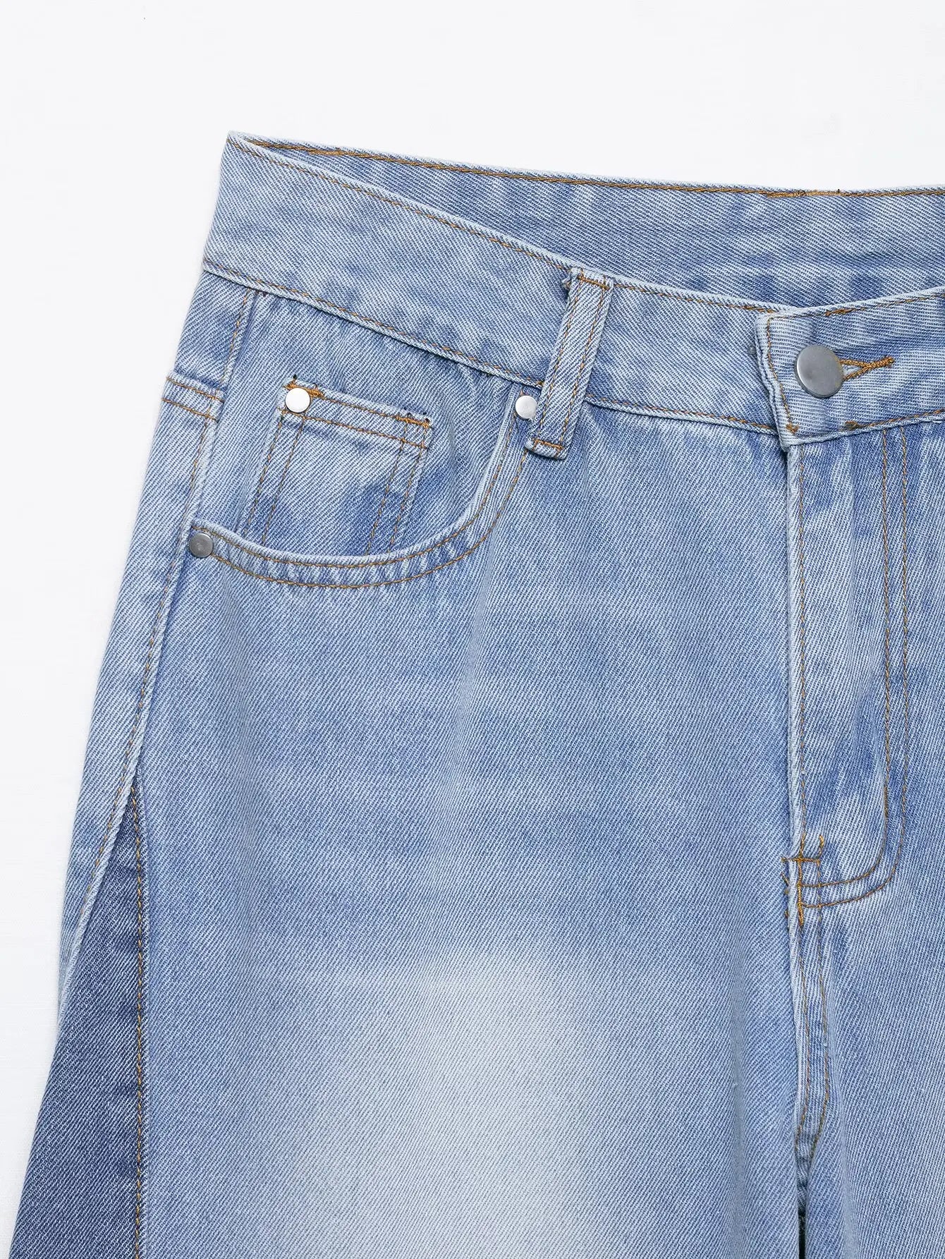 2025 new summer women's casual fashion simple design comfortable stitching high waist wide leg jeans