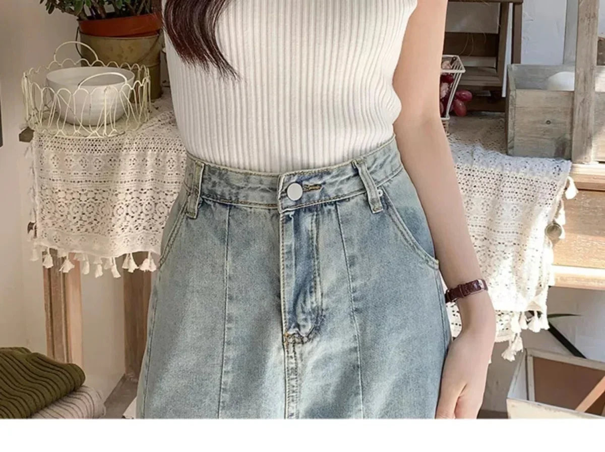 Sleeveless Blouse Shirt Women O-neck Rib Knit Vest Tank Plain Vest Tops Summer Female Basic Casual Tops Outfit
