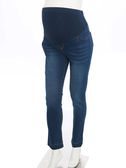 Pregnant Women High Waist Support Belly Jeans Maternity Hip Lifting Elastic Denim Pants Daily Work Wear Streetwear Loungewear