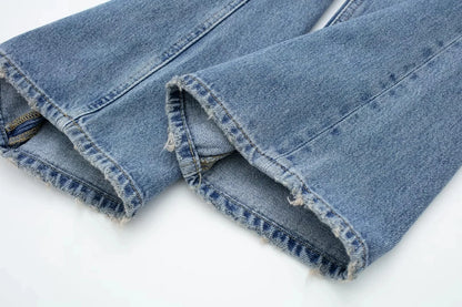 HH Female Fashion Denim Jeans Loose Solid Long Pants With Gradient All Match Streetwear Mujer Casual Baggy Chic Trousers