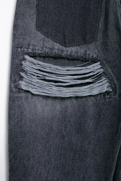 Women 2025 Autumn New Fashion Ripped Loose Jeans Vintage Pocket Casual Chic Female Denim Pants