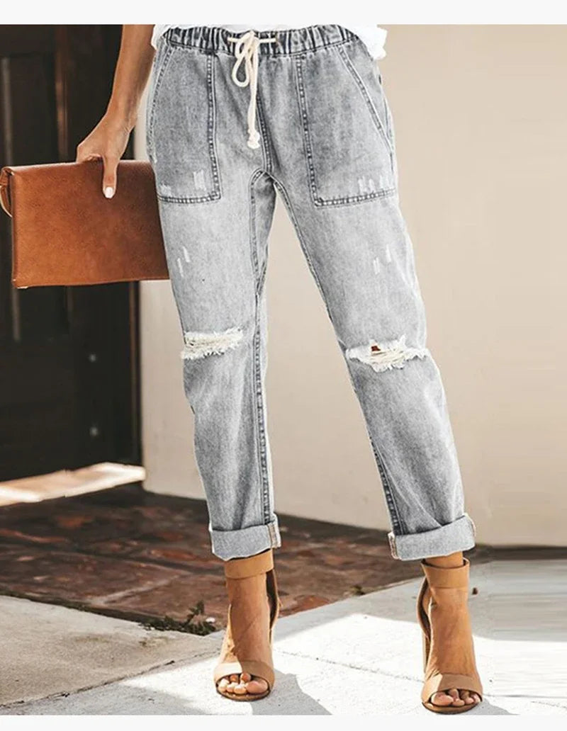 2024 Harem Pants Vintage Mid Waist Jeans Women Boyfriend Ripped Jeans summer Casual Mom Jeans Cowboy Denim Pants Ladies Jeans