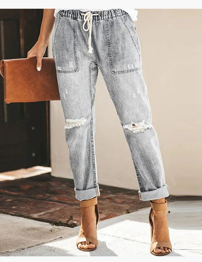 2024 Harem Pants Vintage Mid Waist Jeans Women Boyfriend Ripped Jeans summer Casual Mom Jeans Cowboy Denim Pants Ladies Jeans
