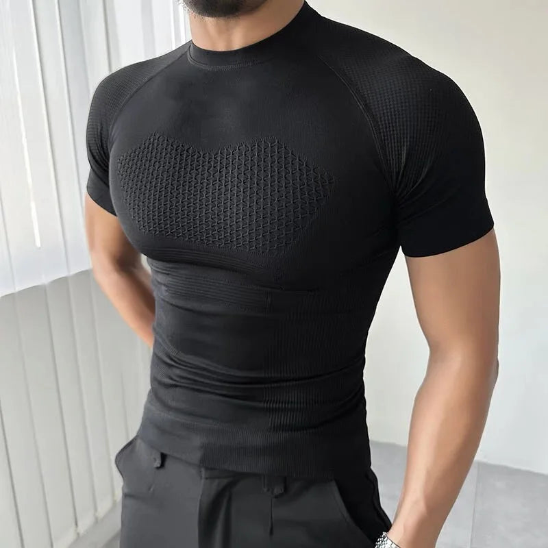 een Fitn Training Clothes Qui Dry ort Sve Men's Summer Running Sports Crion Elastic Muscle T-irt