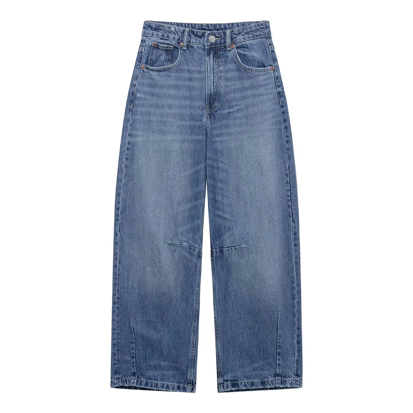 RARA Women's Straight Cut Jeans with Traditional Five Pocket Design Button Fly and Stitched Detailing for Casual Outfits