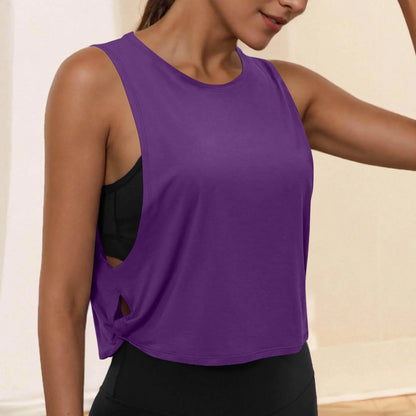 Women Sleeveless Yoga Tops Breathable Blouse Cover Up Gym Workout Cool T-Shirt Running Short Tank Crop Top Athletic Vest