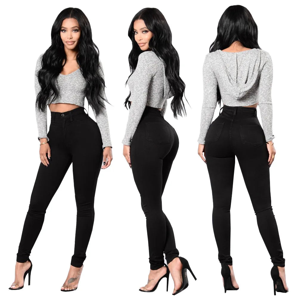 Skinny Jeans Women Pencil Pants Super Stretch Denim Sexy Slim Women Fashion Fashion Waist Retro Commuter