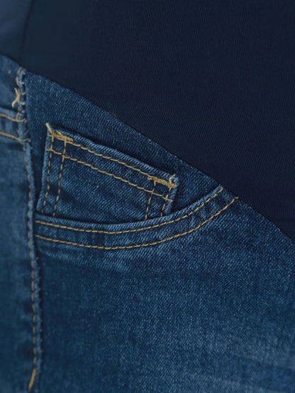 Pregnant Women High Waist Support Belly Jeans Maternity Hip Lifting Elastic Denim Pants Daily Work Wear Streetwear Loungewear