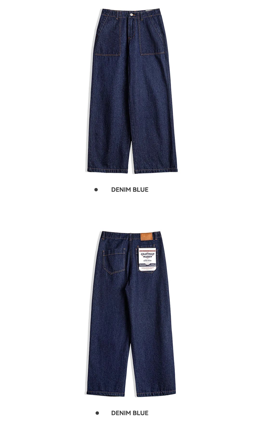 Maden Women's High Waist Straight Denim Jeans Vintage Washed Loose Fit Casual Pants Trousers for Fall Winter with YKK Zipper