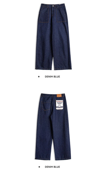 Maden Women's High Waist Straight Denim Jeans Vintage Washed Loose Fit Casual Pants Trousers for Fall Winter with YKK Zipper