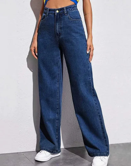 Spring 2026 New High Waist Straight Slim Jeans Women Mopping Wide Legs European and American Loose Jeans