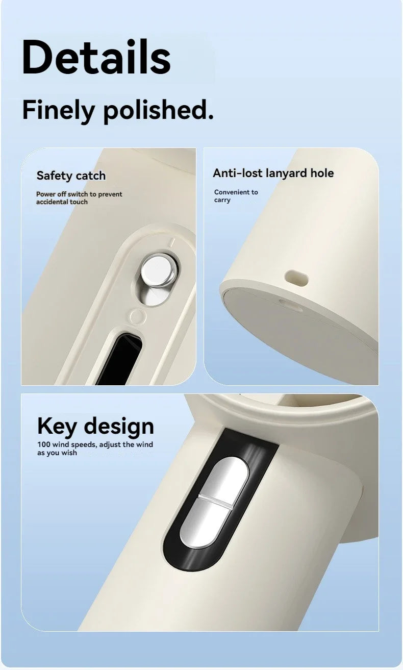 Xiaomi 2025 Handheld high-speed fan USB charging mini portable 100 speed turbo violent small fan 3000mAh For Sport