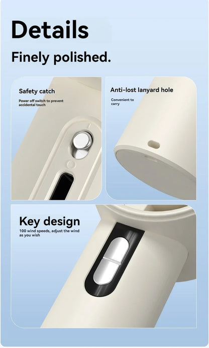 Xiaomi 2025 Handheld high-speed fan USB charging mini portable 100 speed turbo violent small fan 3000mAh For Sport