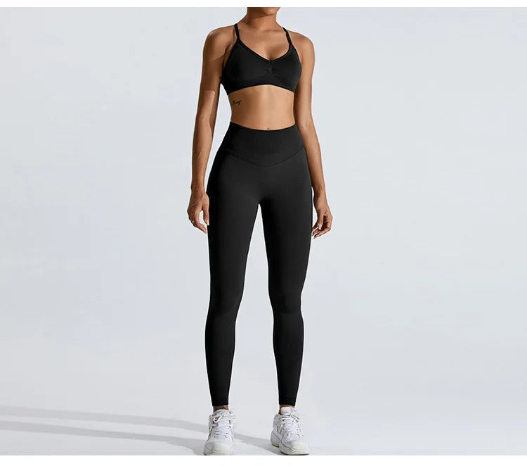 Gym Clothes Women 2 Pcs Yoga Set Breathable Sports Bra High Waist Leggings Women's Tracksuit Sportswear Fitness Suit Activewear