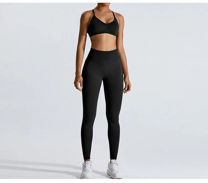 Gym Clothes Women 2 Pcs Yoga Set Breathable Sports Bra High Waist Leggings Women's Tracksuit Sportswear Fitness Suit Activewear