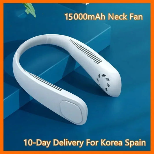 15000mAh Neck Fan Type-C Rechargeable Three-speed Wind Portable Mini Bladeless Fan Hanging Sport For Outdoor