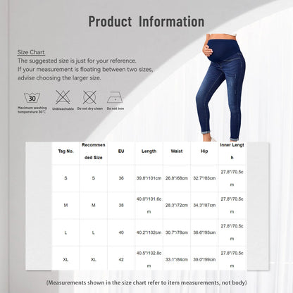 Pregnant Women High Waist Support Belly Jeans Maternity Hip Lifting Elastic Denim Pants Daily Work Wear Streetwear Loungewear
