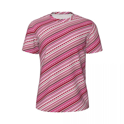 Gym T Shirt For Mens Retro Dots And Stripes T Shirts Fashion Blue Line Design Summer Tees O Neck Basic Graphic Clothes Plus Size