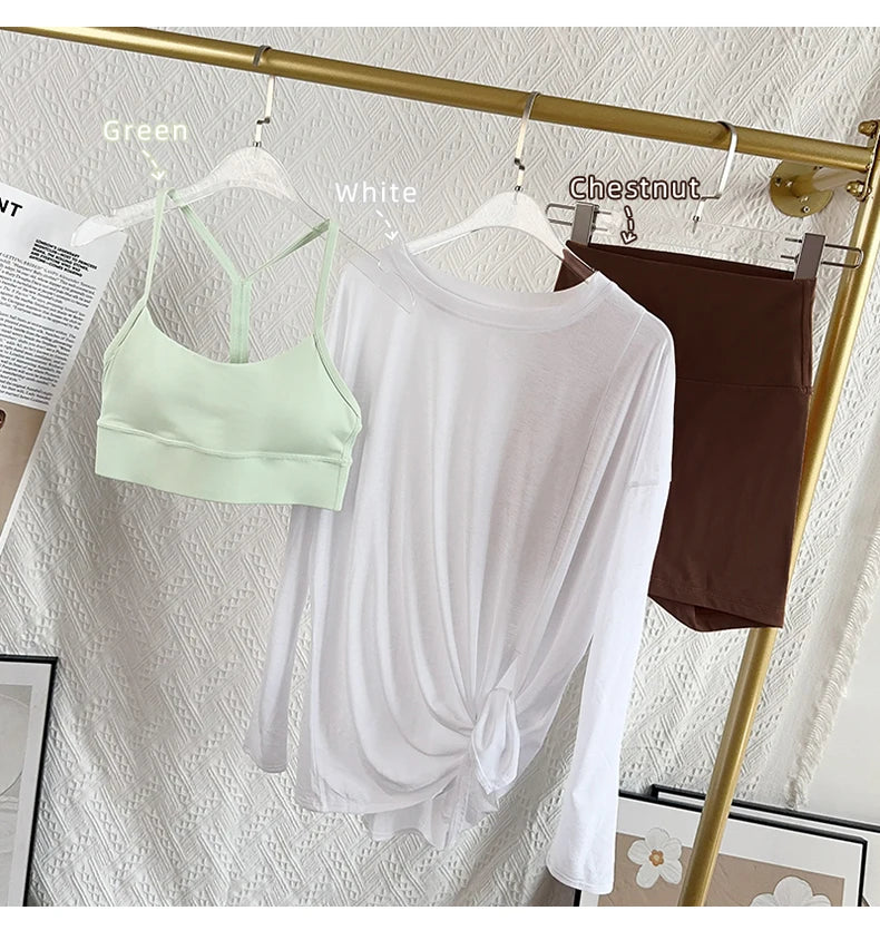 Women's Gym Clothing Summer Yoga Shirts & Blouses Fitness Sport Running T-shirt Female Short Sleeve Workout Tops Long Sleeve👚