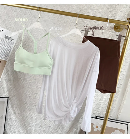 Women's Gym Clothing Summer Yoga Shirts & Blouses Fitness Sport Running T-shirt Female Short Sleeve Workout Tops Long Sleeve👚