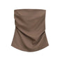 Strapless Draped Bustier Tops for Women, Straight Neck, Back Zipper, Female Camis, Fashion