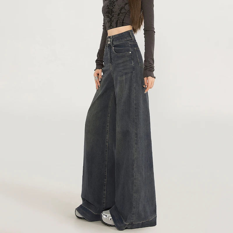 Wide Leg Jeans For Women In Spring And Autumn New High Waisted Loose Floor Jeans