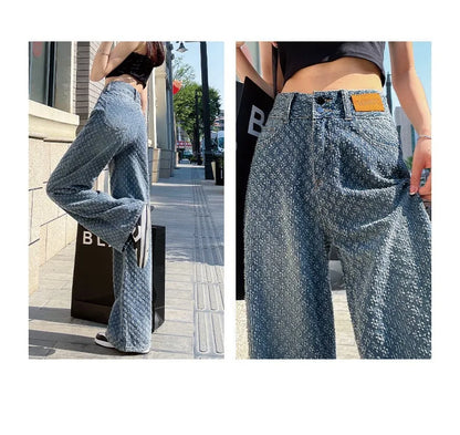 Ripped Jeans for Women Casual Streetwear New Spring Autumn High Waist Straight Leg Pants Fashion White Blue Denim Trousers