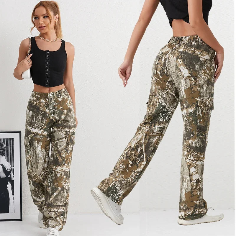 2025 Denim Pants Women's Jeans Camouflage Euramerican High Waist Girl Style Jean Trousers Colorful Straight Leg Wide Leg Pants