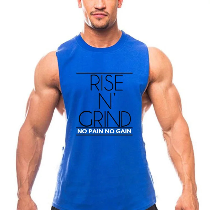 Gym Bodybuilding Running Clothing Summer Cotton Breathable Singlets Mens Training Sleeveless Tank Tops Large Side Slits Shirts