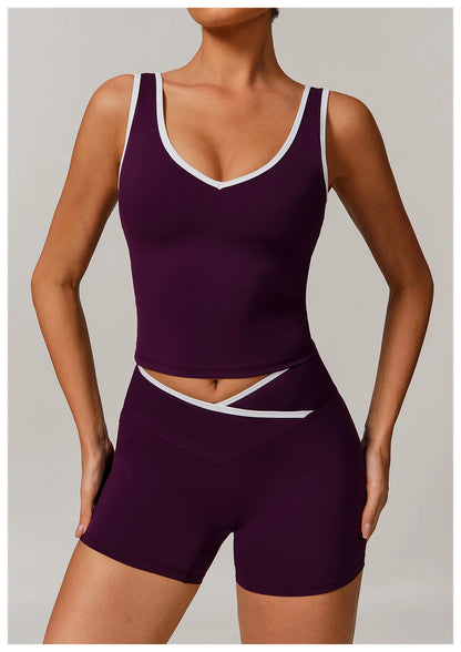 Women Gym Clothes Yoga Suits High Waist Two Piece Set Gym Leggings Yoga Sportswear Fitness Vest Crop Top Tracksuits Sports Bra