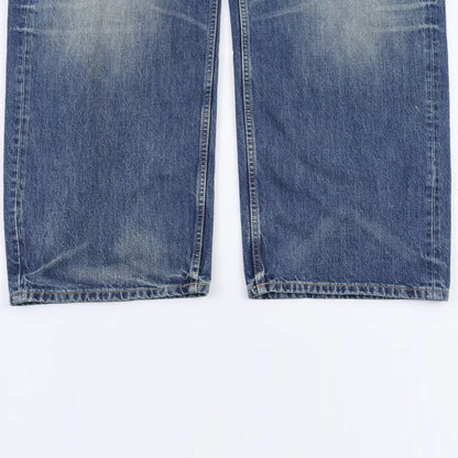 HH Women's 2025 New Fashion Retro Versatile Mid-Waist Turn-Down Jeans Female High Street Casual Ripped Decorative Wide Leg Pants