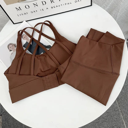 2 Piece Yoga Clothes Women's AthleticWear Gymwear Workout Clothes Gym Crop Top High Waist Legging Fitness Bra Set Sports Suits👚