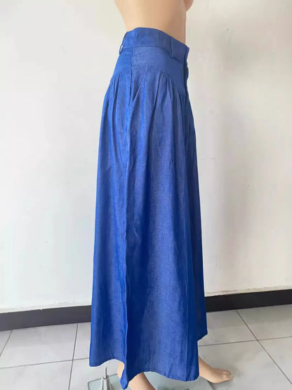 Women's Casual Cotton Linen Jeans Fashion Solid Colour Wide-leg Pants Ladies Loose Plus Size High Waist Long Trousers