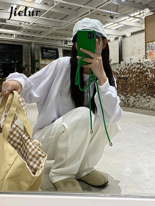 Fashion Street Casual Woman Jeans Summer New High Waist Loose Women Jeans Simple Basic Slim Straight Pants Female Chicly