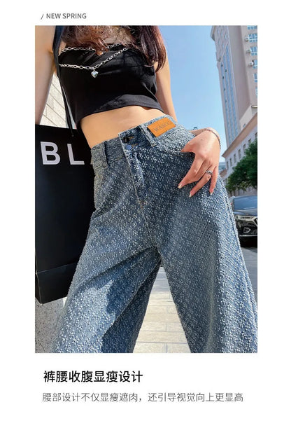 Ripped Jeans for Women Casual Streetwear New Spring Autumn High Waist Straight Leg Pants Fashion White Blue Denim Trousers