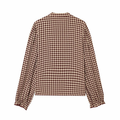 Women Blouses Tops Spring New Fashion Plaid Layered Elegant Women's Shirts Tops Chic Street Single-breasted Tops