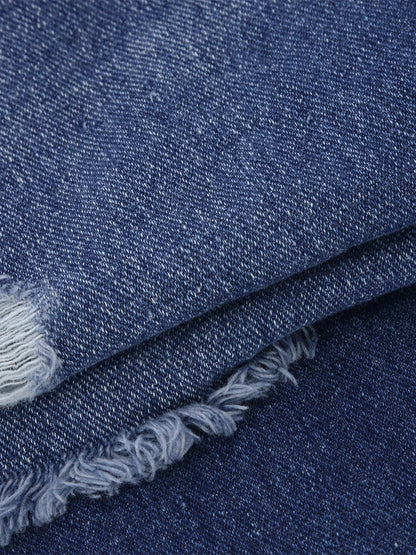 Women Men Denim Pants Casual Ripped Loose Straight Leg Jeans Trousers Trendy Bottoms for Streetwear