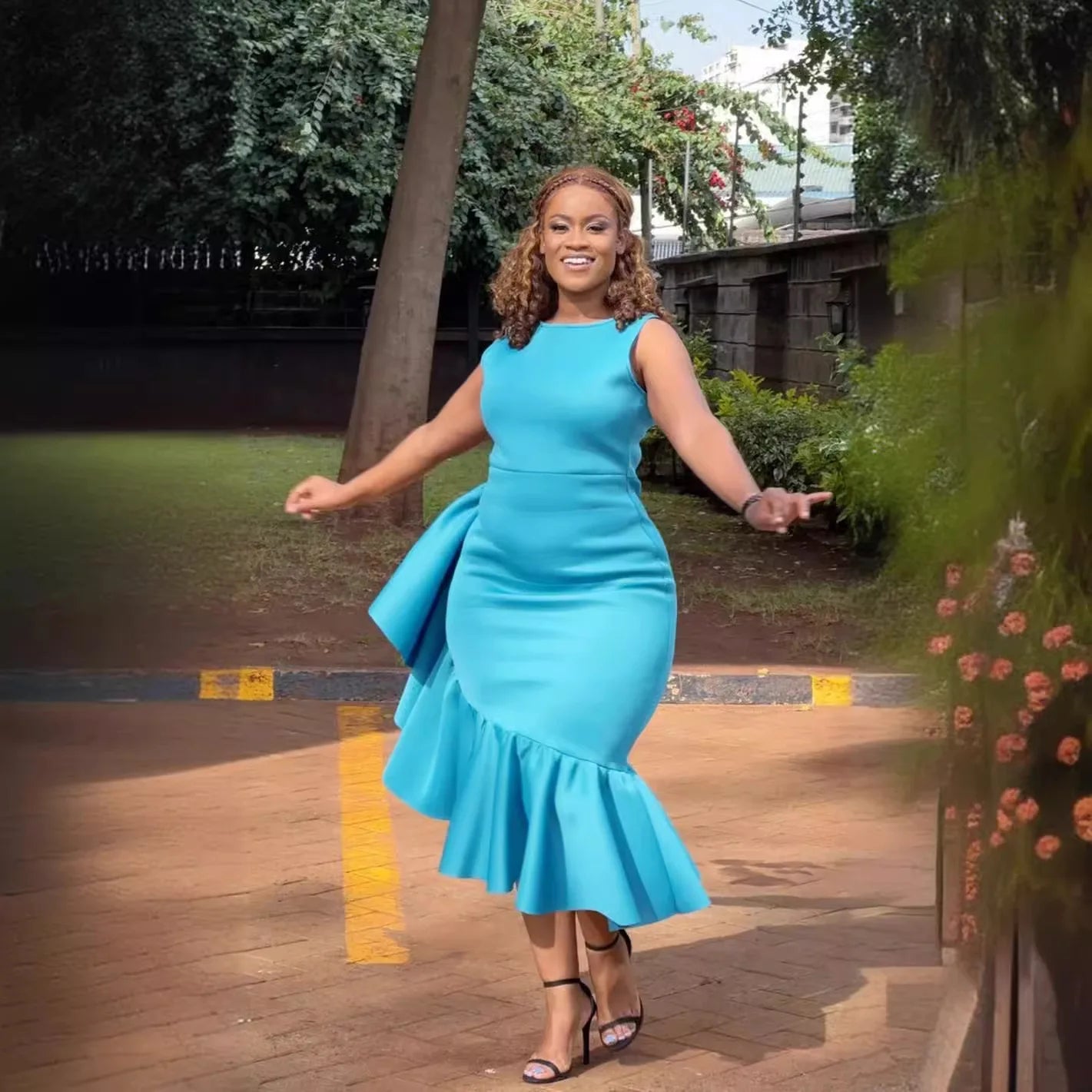 Summer Dress for Women 2024 Casual Solid Ruffle Hem Irregular Sleeveless Party Birthday Wedding Maxi Long Dresses Women