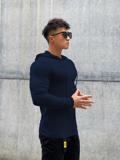 Gym Fitness T-shirt Men Casual Long Sleeve Skinny Shirt Male Bodybuilding Tees Tops Running Sports Quick Dry Training Clothing