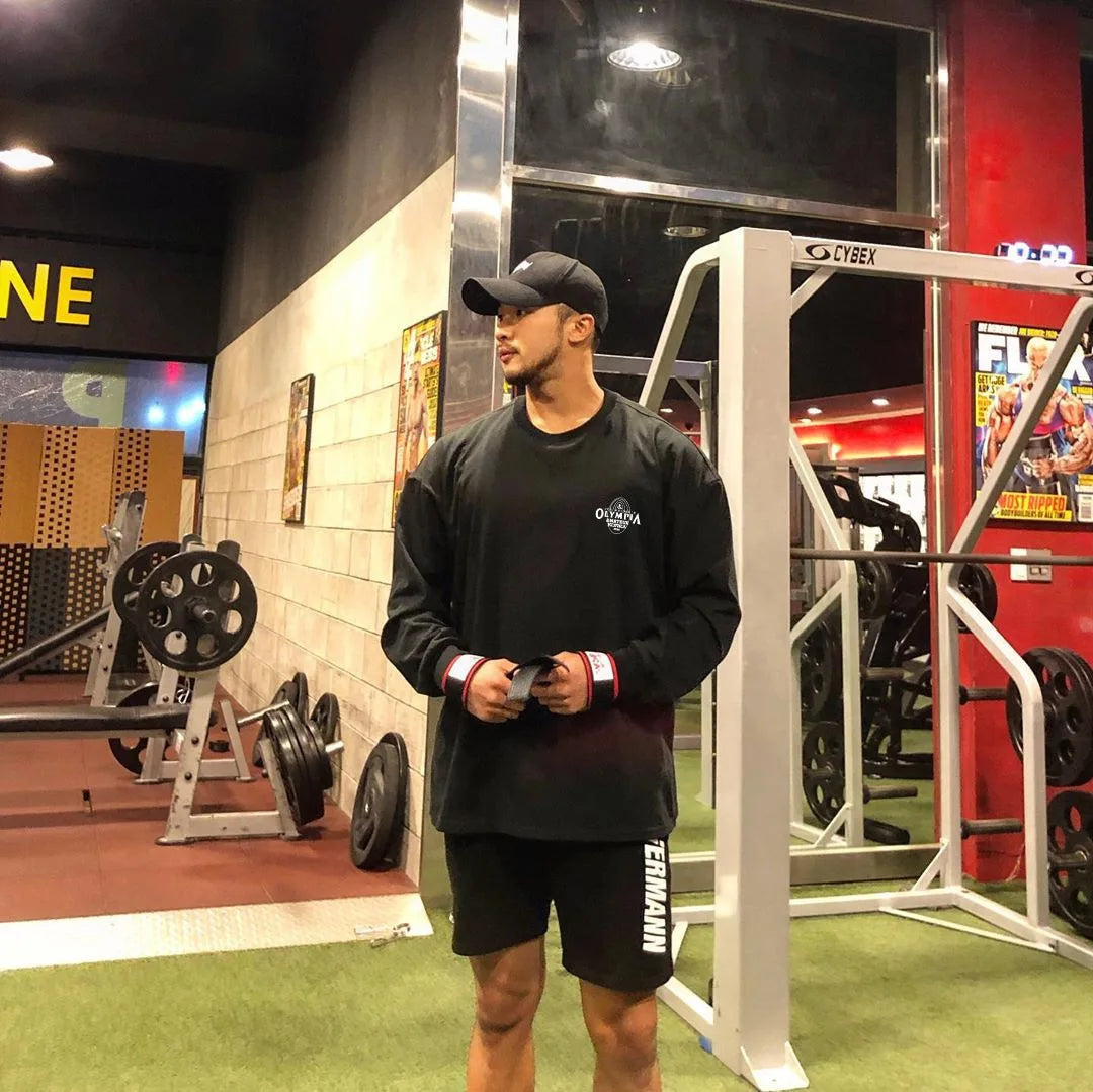 Men's Gym Sporting Clothing Male Fashion Bodybuilding Fitness Workout Long Sleeve T-Shirt Running Sweatshirt Casual Tees Tops