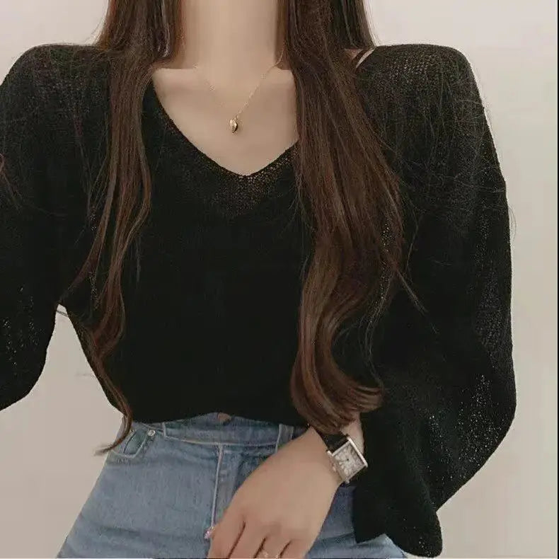 Tops Sweaters For Women With Headings Ladies Sweater Pullover Cropped Autumn 2025 Trend Cute Kawaii Black Knitted High Quality