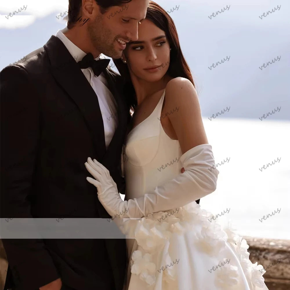 Charming Wedding Dresses Glamorous Bridal Gowns Satin Robes For Formal Party Sleeveless Pretty Vestidos De Novia Customized 2026