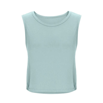 Women Sleeveless Yoga Tops Breathable Blouse Cover Up Gym Workout Cool T-Shirt Running Short Tank Crop Top Athletic Vest