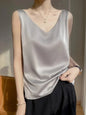 Tank Tops for Women Sleeveless V Neck Satin Silk Camisole 2025 Fashion Summer Solid Loose Vest Ladies Tops Streetwear