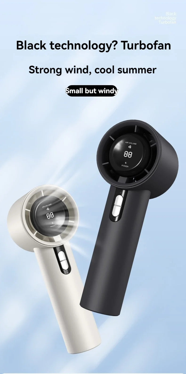 Xiaomi 2025 Handheld high-speed fan USB charging mini portable 100 speed turbo violent small fan 3000mAh For Sport