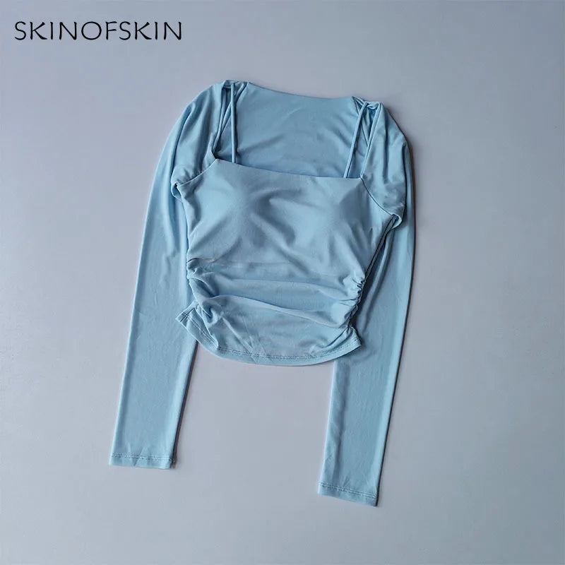 Yoga Clothes Women Sports Tops Fixed Chest Pads Mesh Splicing Slimming Long Sleeves Fashionable Running Training Fitness Clothes