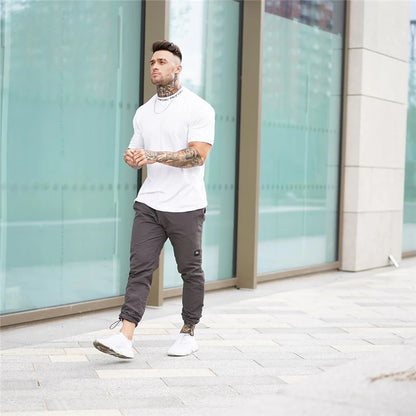 2024 Gyms T-shirt Men Short sleeve Cotton T-shirt Casual Slim t shirt Male Fitness Bodybuilding Workout Tee Tops Summer clothing