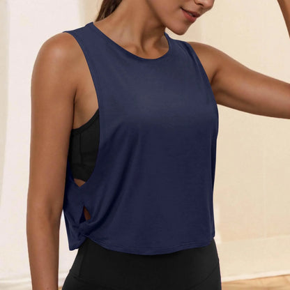 Women Sleeveless Yoga Tops Breathable Blouse Cover Up Gym Workout Cool T-Shirt Running Short Tank Crop Top Athletic Vest