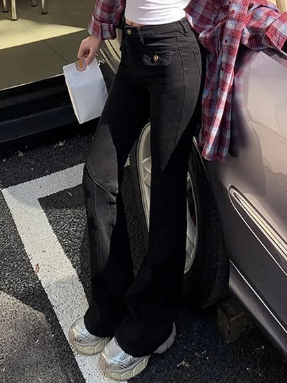 Woman New High Waist Fashion Flare Jeans Female Slim Fit Designer Denim Bell Bottom Pants Girls Retro Blue Black Gray Trousers