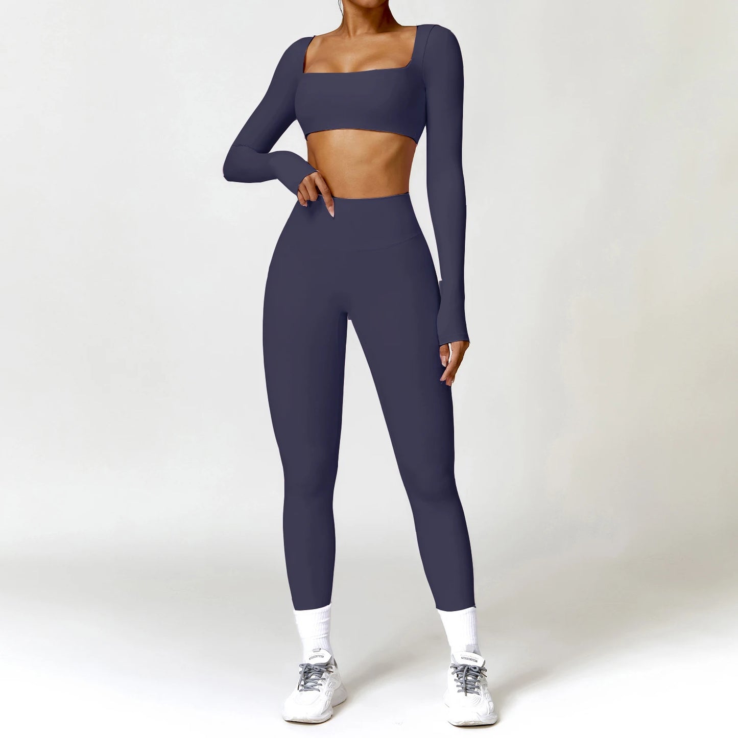 Yoga Clothes 2PCS Gym Set Sports Shorts Set Women Long Sleeved High Waist Shorts Fitness Suit Running Workout Tracksuit XP133